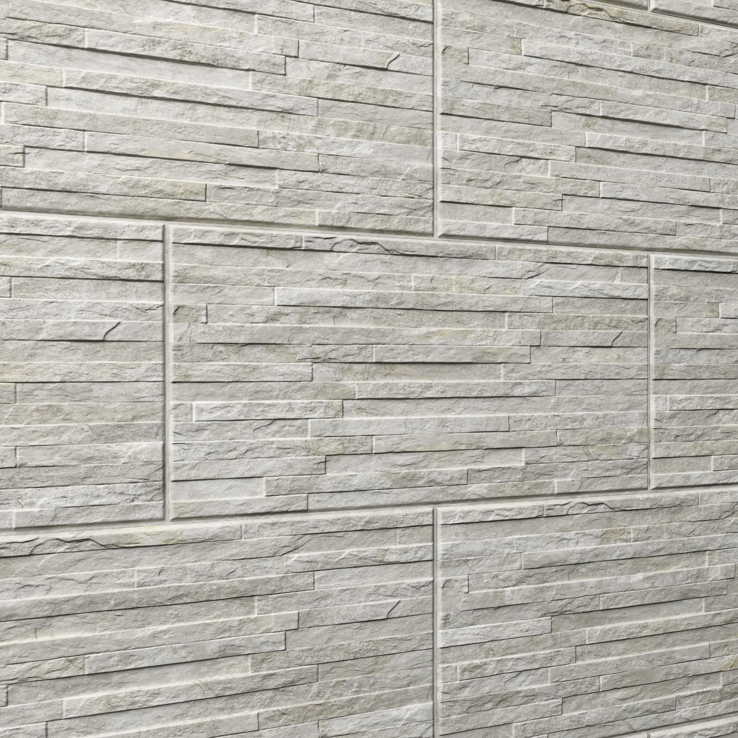 Shaded slate Beige Matt 3D decor Stone effect Porcelain Indoor Wall ...
