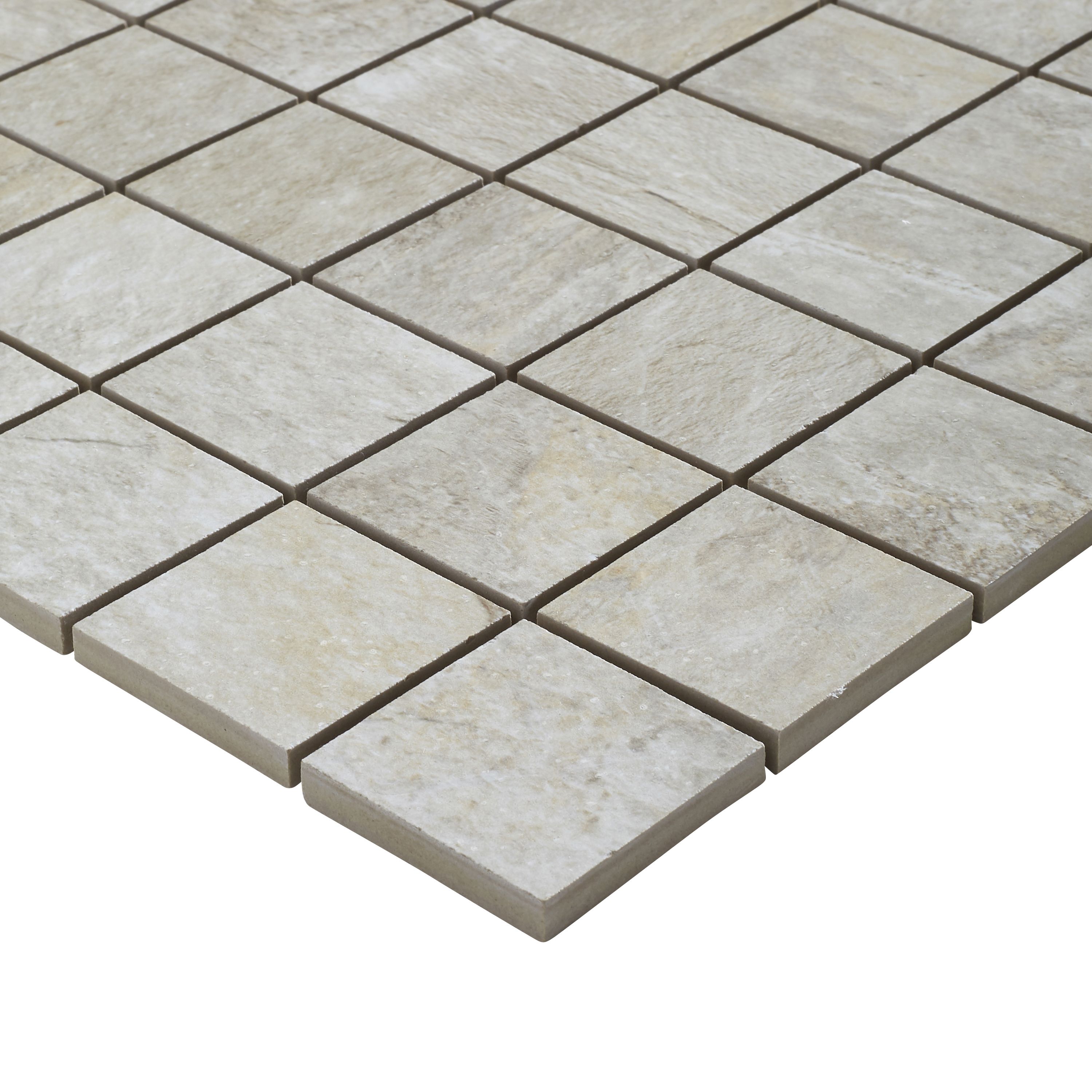 Shaded slate Beige Mosaic tile (L)300mmPorcelain - 4