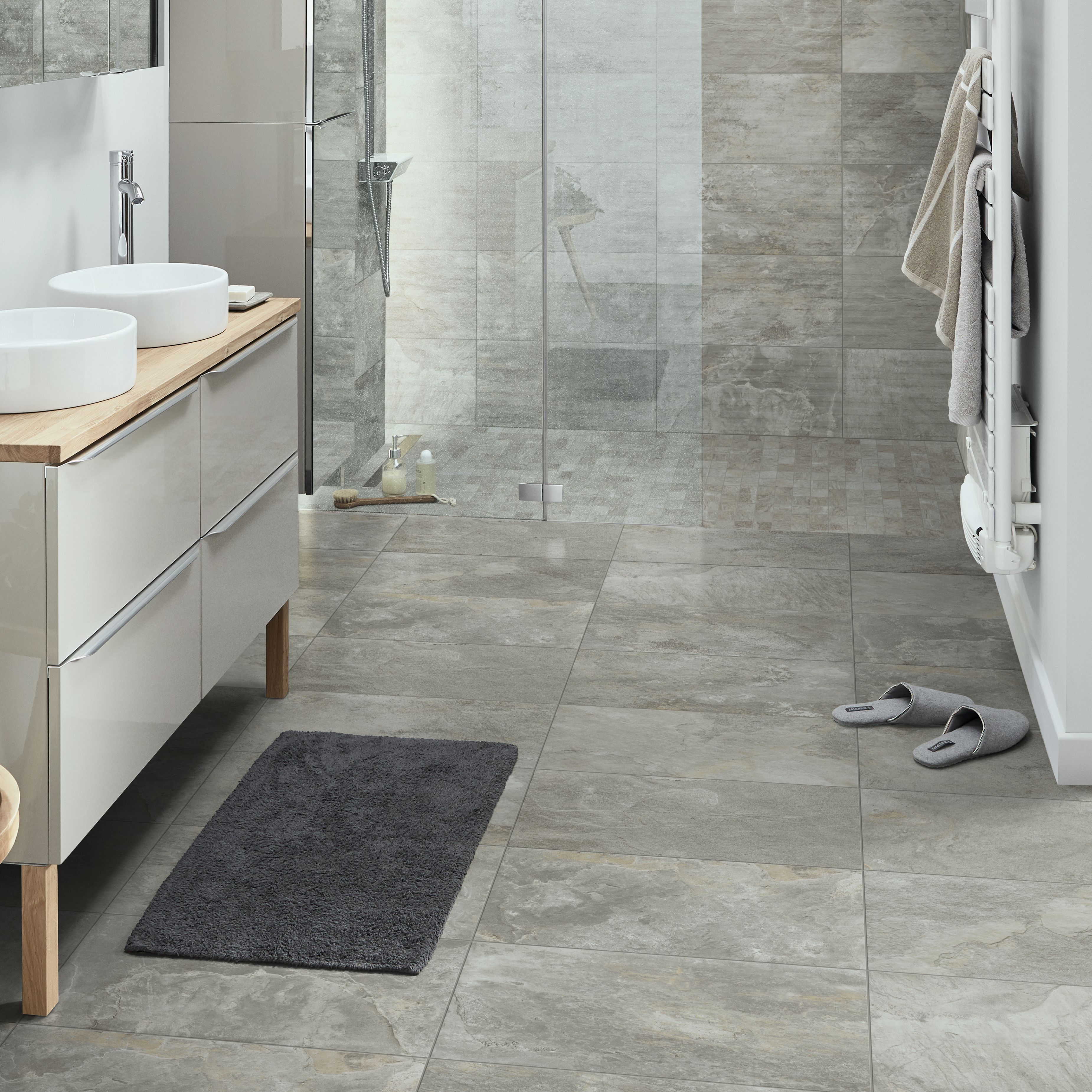 Shaded slate Beige Matt Porcelain Indoor Wall & floor Tile, Pack of 6, (L)300mm (W)600mm