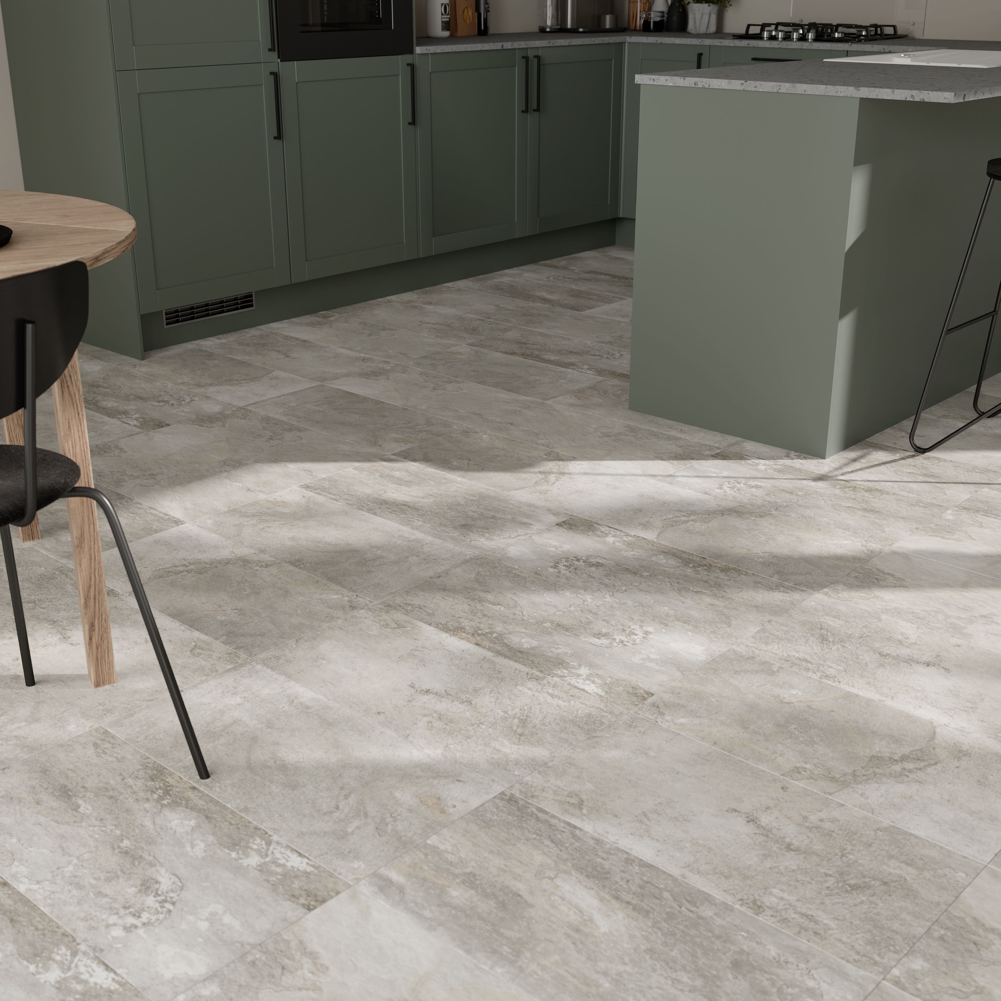 Shaded slate Beige Matt Slate effect Textured Porcelain Indoor Wall & floor Tile, Pack of 6, (L)300mm (W)600mm