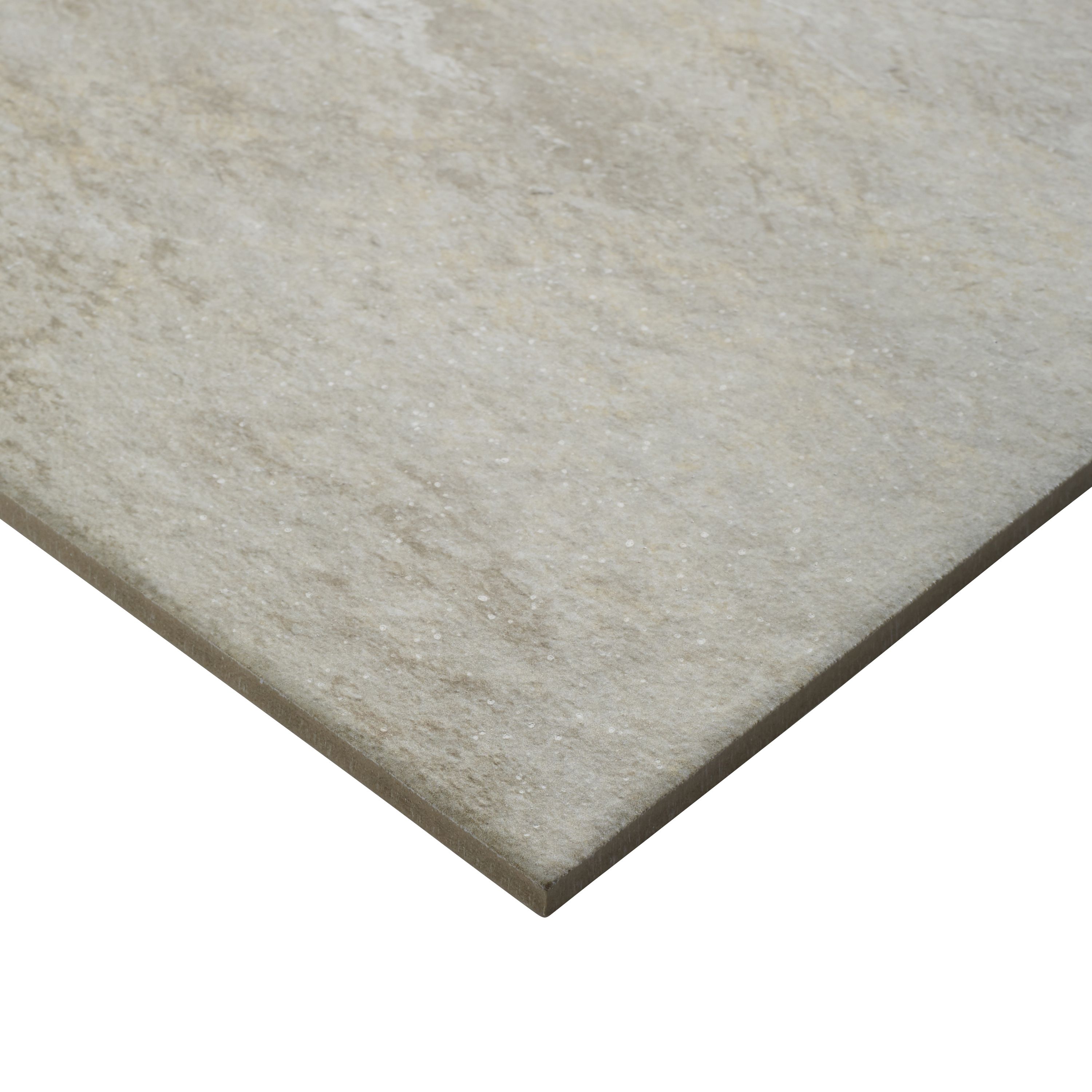 Shaded slate Beige Matt Slate effect Textured Porcelain Indoor Wall & floor Tile, Pack of 6, (L)300mm (W)600mm