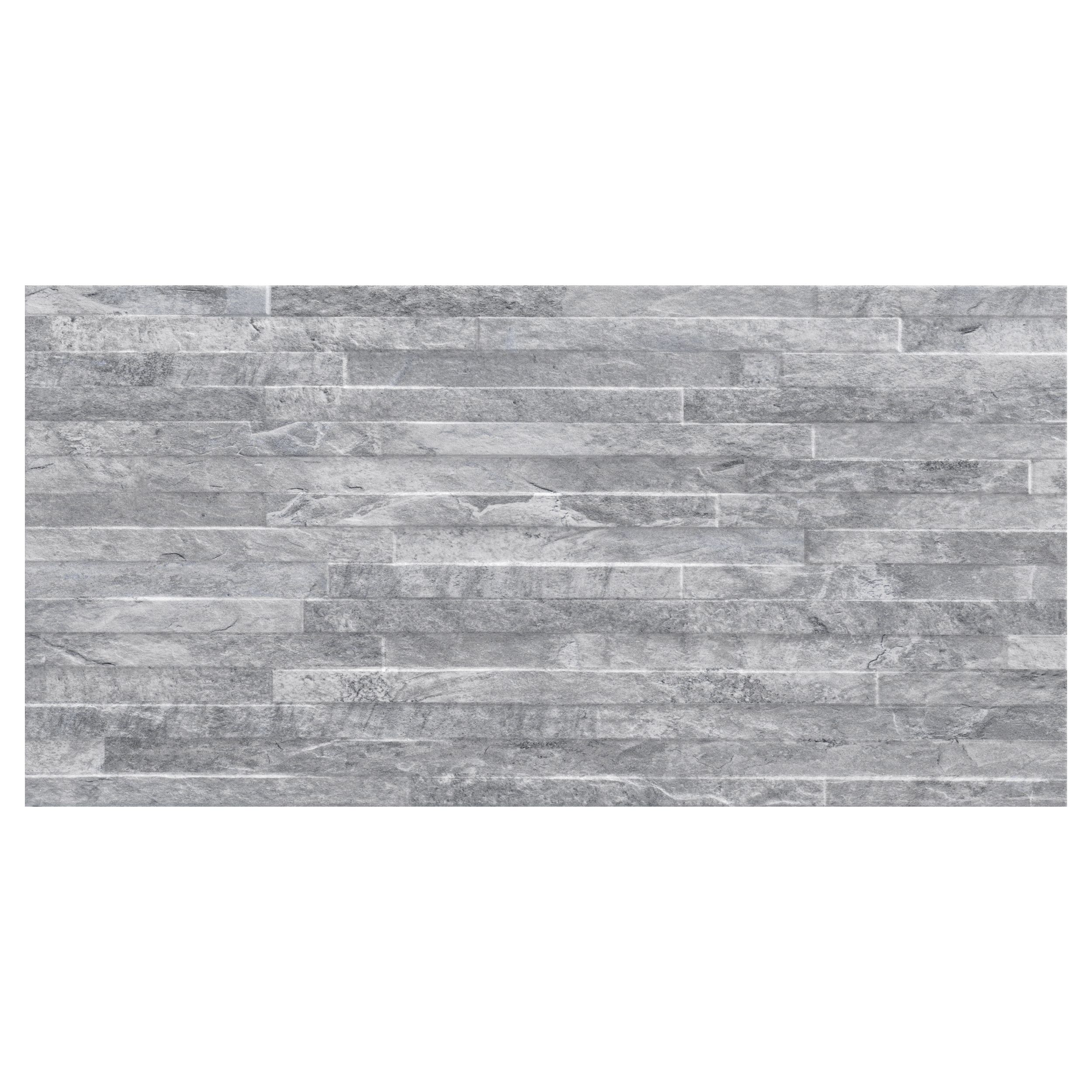 Shaded Slate Grey Matt 3d Decor Stone Effect Porcelain Wall Tile Pack Of 6 L 600mm W 300mm Diy At B Q