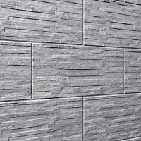 Shaded slate Grey Matt 3D decor Stone effect Porcelain Wall Tile, Pack of 6, (L)600mm (W)300mm