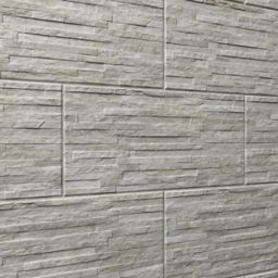Shaded slate Grey Matt 3D decor Stone effect Porcelain Wall Tile, Pack of 6, (L)600mm (W)300mm