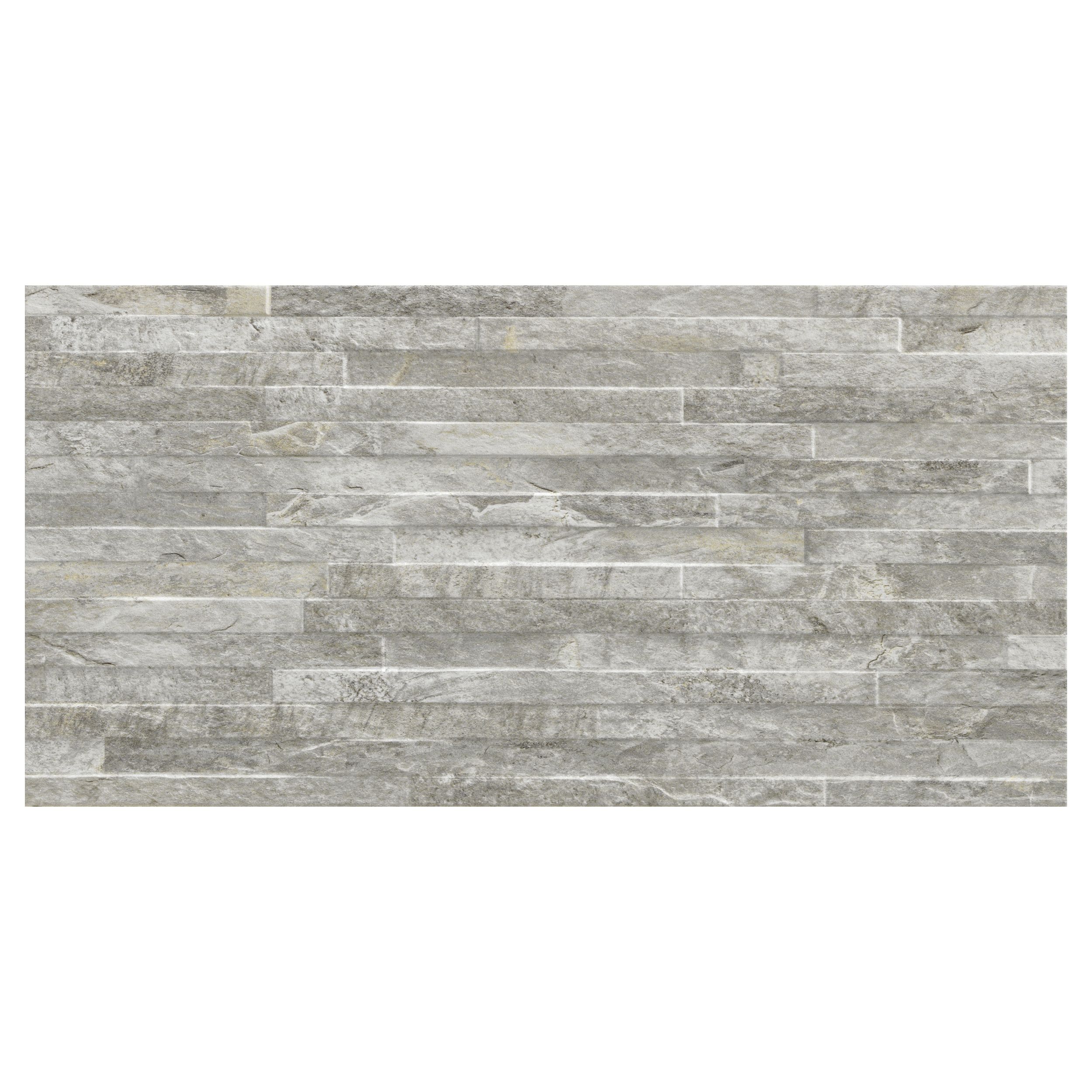 Shaded slate Grey Matt Split Face Porcelain Indoor Wall Tile