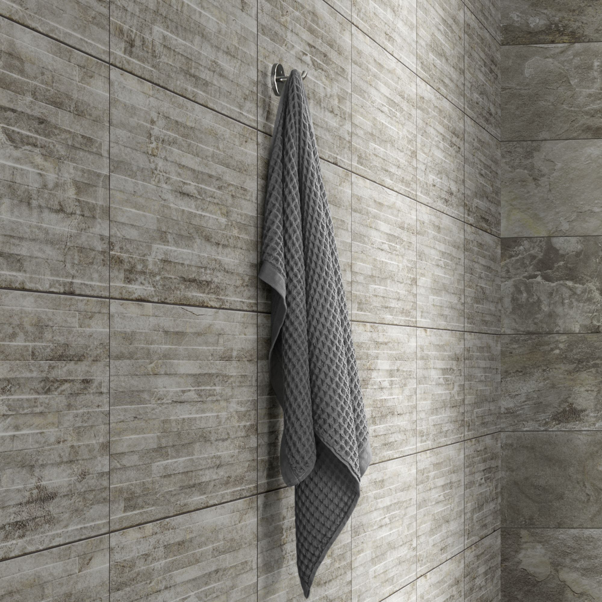 Shaded slate Grey Matt Split Face Porcelain Indoor Wall Tile, Pack of 6, (L)300mm (W)600mm