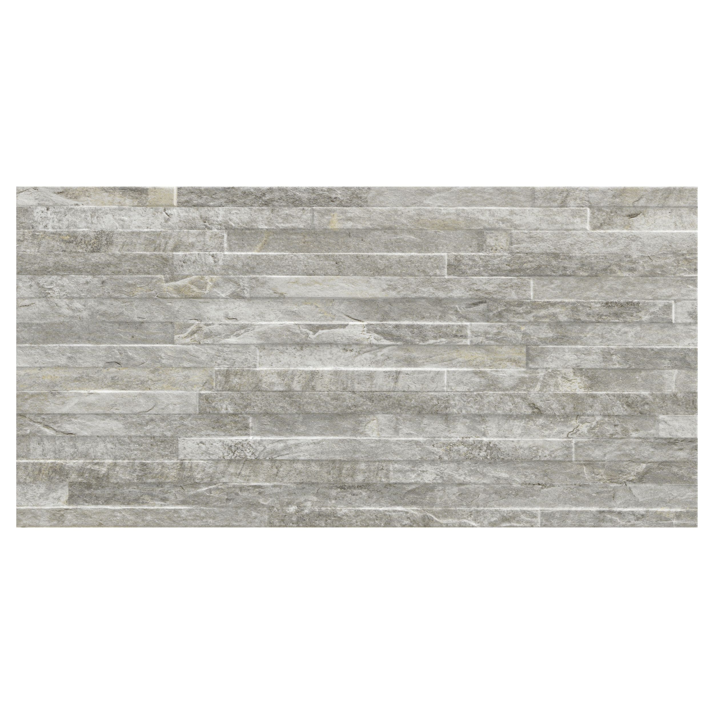 Shaded slate Grey Matt Split Face Porcelain Indoor Wall Tile Sample