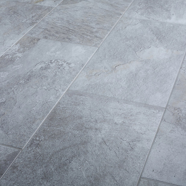 Shaded Slate Grey Matt Stone Effect, Grey Slate Effect Floor Tiles