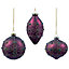 Shadow play Purple Metallic effect Decorated Glass Round Bauble (D) 80mm