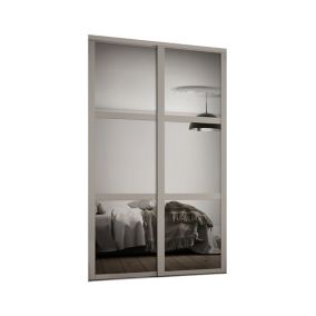 Shaker Contemporary Shaker Mirrored Matt stone grey 2 door Sliding Door kit (H)2260mm (W)1145mm