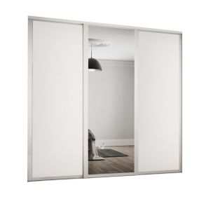 Shaker Mirrored White 3 door Sliding Wardrobe Door kit (H)2260mm (W)2136mm