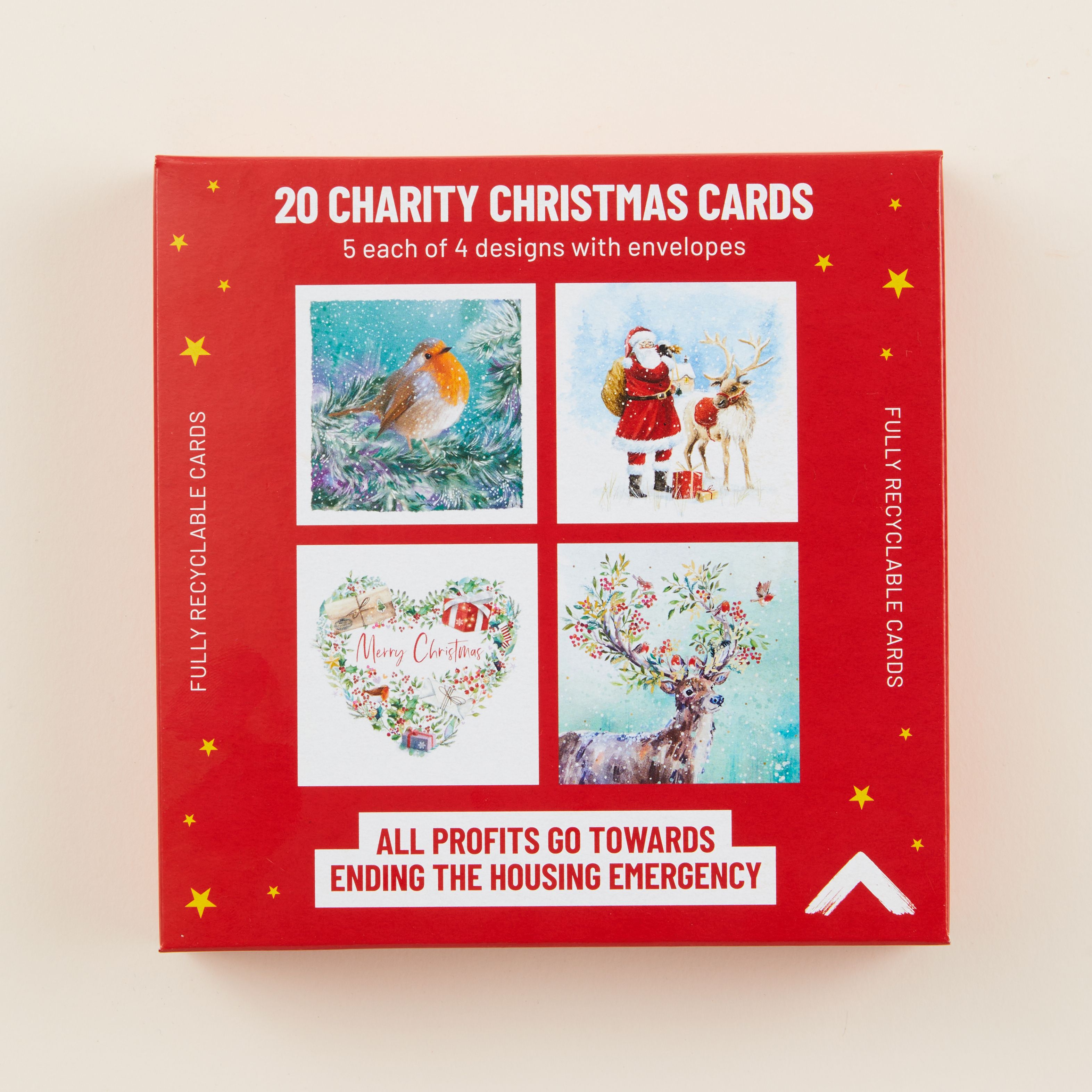Shelter Assorted Christmas card, Pack of 20
