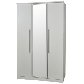 Sherwood Contemporary Pre-assembled With 1 mirror door Grey matt 3 door Triple Wardrobe (H)1825mm (W)1110mm (D)530mm