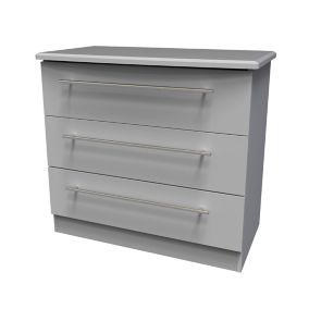 Sherwood Matt grey 3 Drawer Chest of drawers (H)695mm (W)765mm (D)415mm