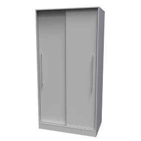 Sherwood Ready assembled Contemporary Grey matt Double Sliding door wardrobe (H)1975mm (W)1005mm (D)600mm