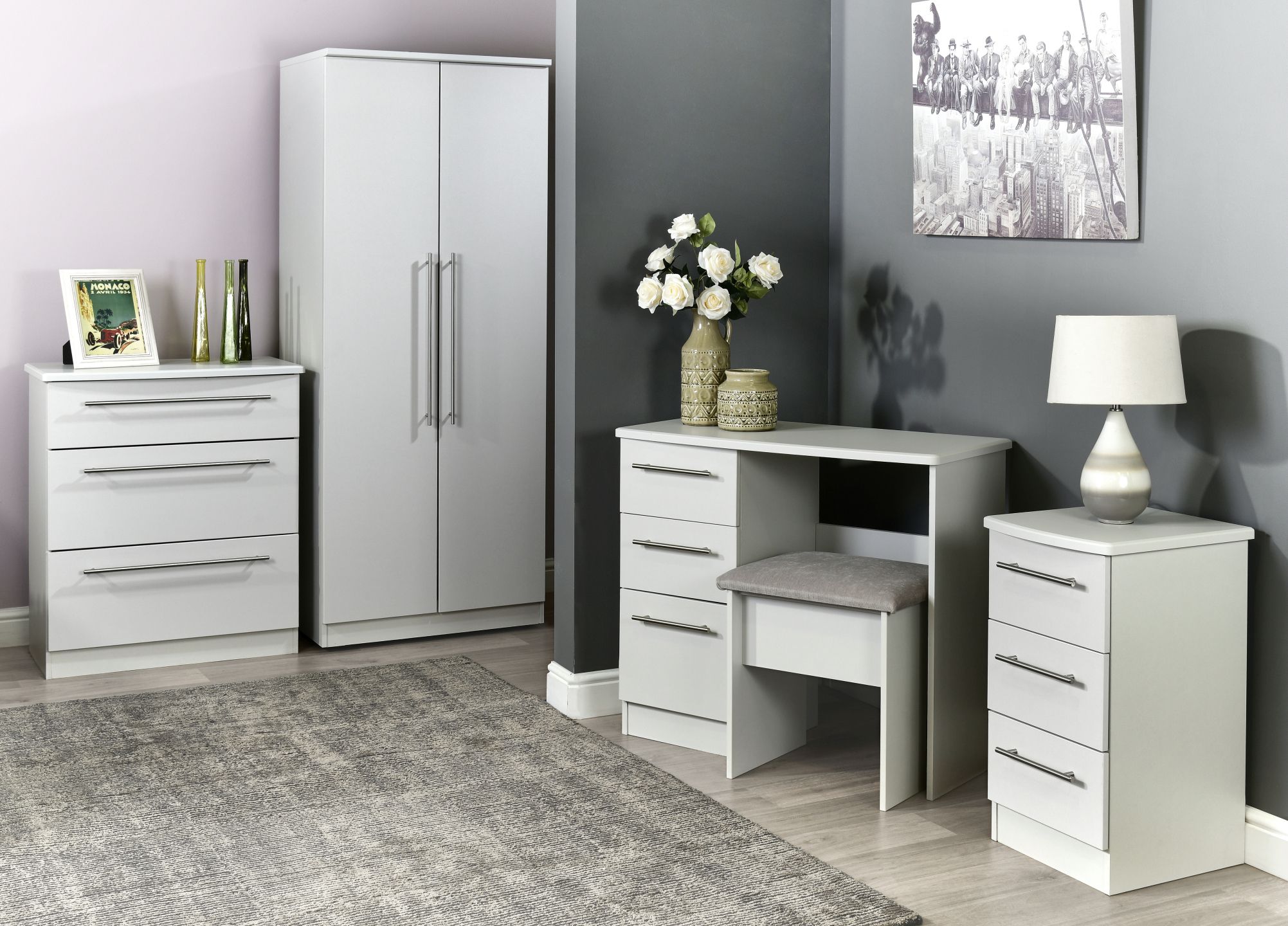 Sherwood Ready assembled Matt grey 3 drawer Desk (H)795mm (W)540mm (D)540mm