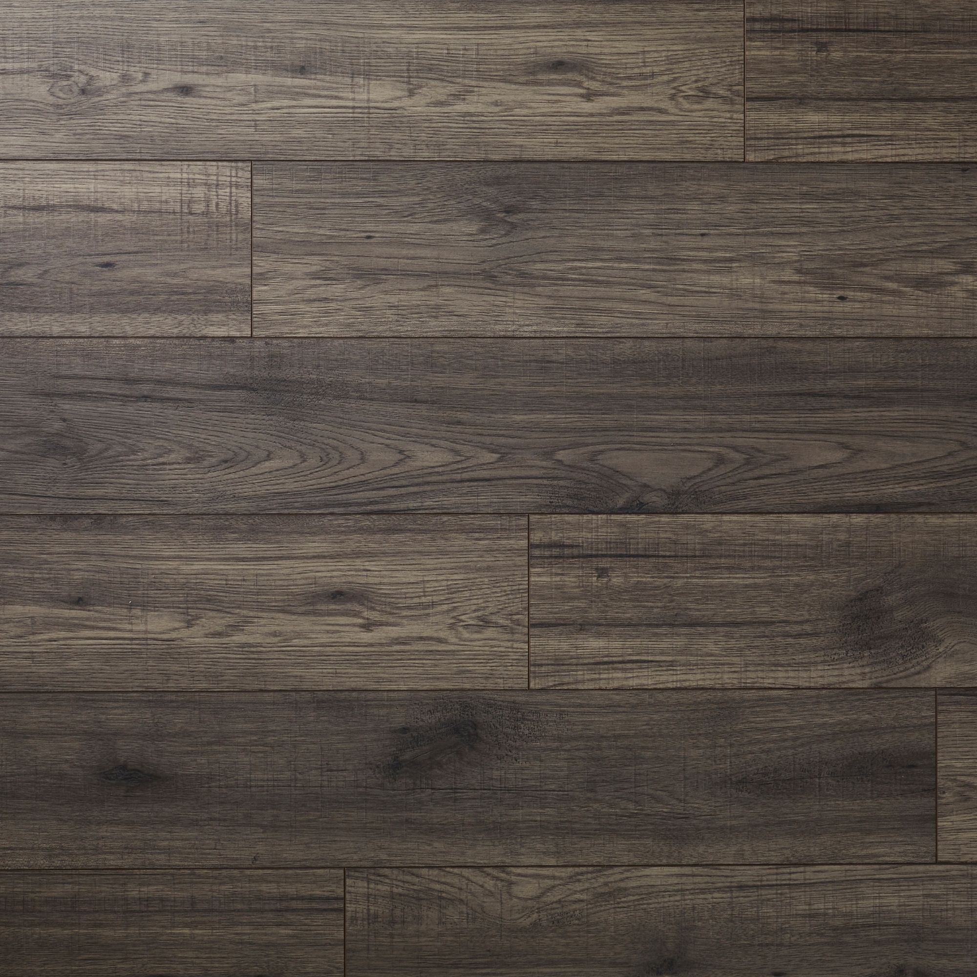 Shildon Black Gloss Dark oak effect Laminate Flooring Sample - 3