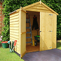 Shire 6x4 Apex Overlap Honey brown Wooden Shed with floor (Base included) - Assembly service included