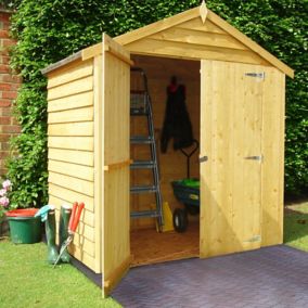 Shire 6x4 Apex Overlap Honey brown Wooden Shed with floor (Base included)