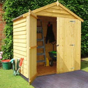 Shire 6x4 Apex Overlap Honey brown Wooden Shed with floor