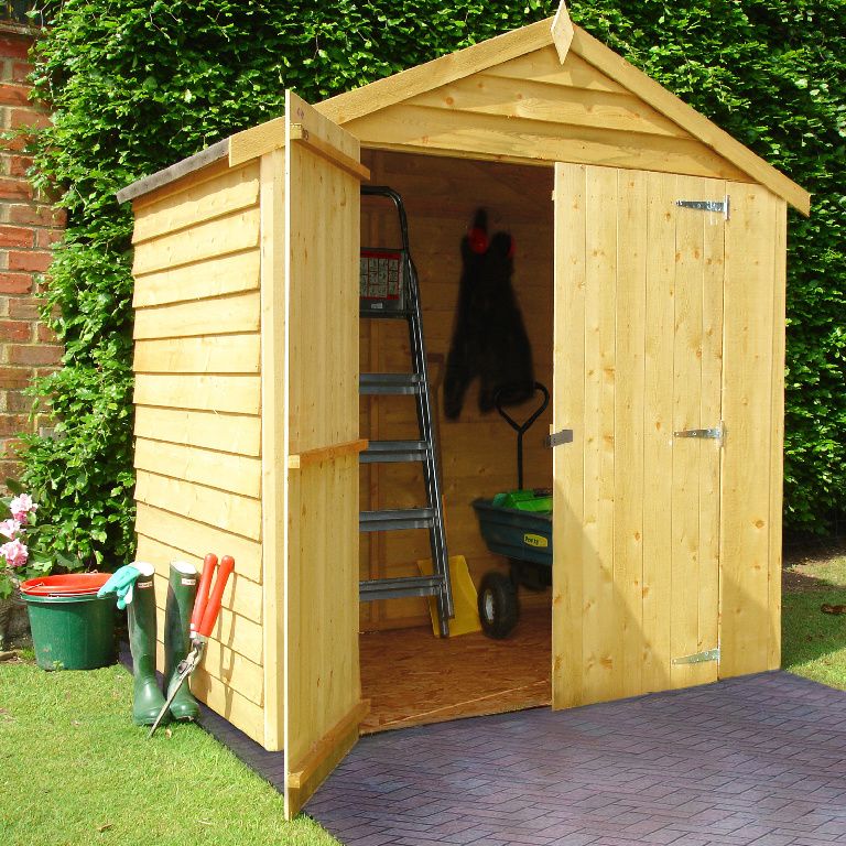 Shire 6x4 ft Apex Wooden 2 door Shed with floor (Base included) - Assembly service included