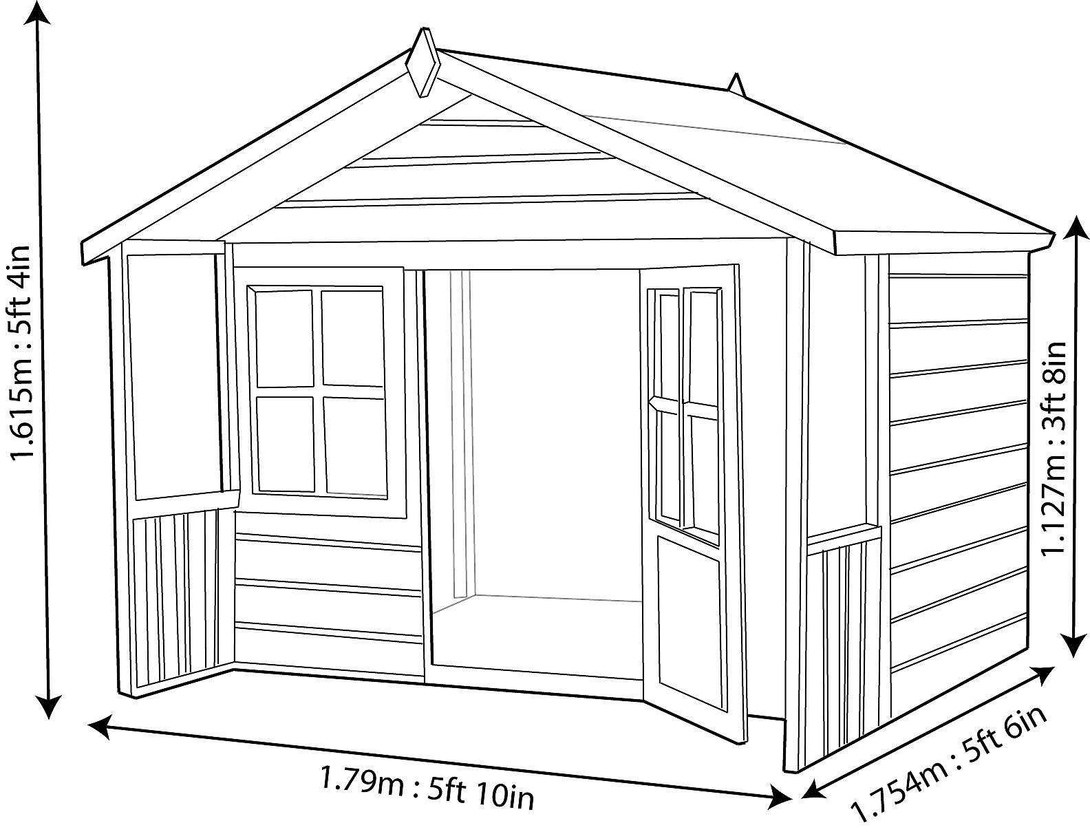 Shire 6x4 ft Woodbury Whitewood pine Playhouse - Assembly service included
