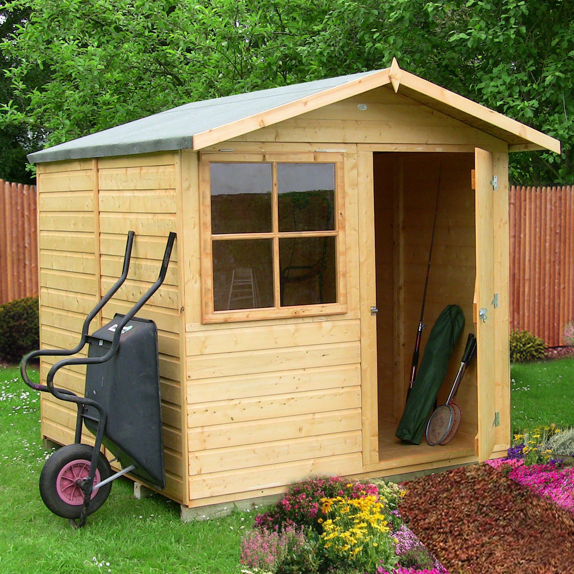 Shire Abri Shiplap 7x7 ft Apex Wooden Dip treated Shed with floor & 1 window