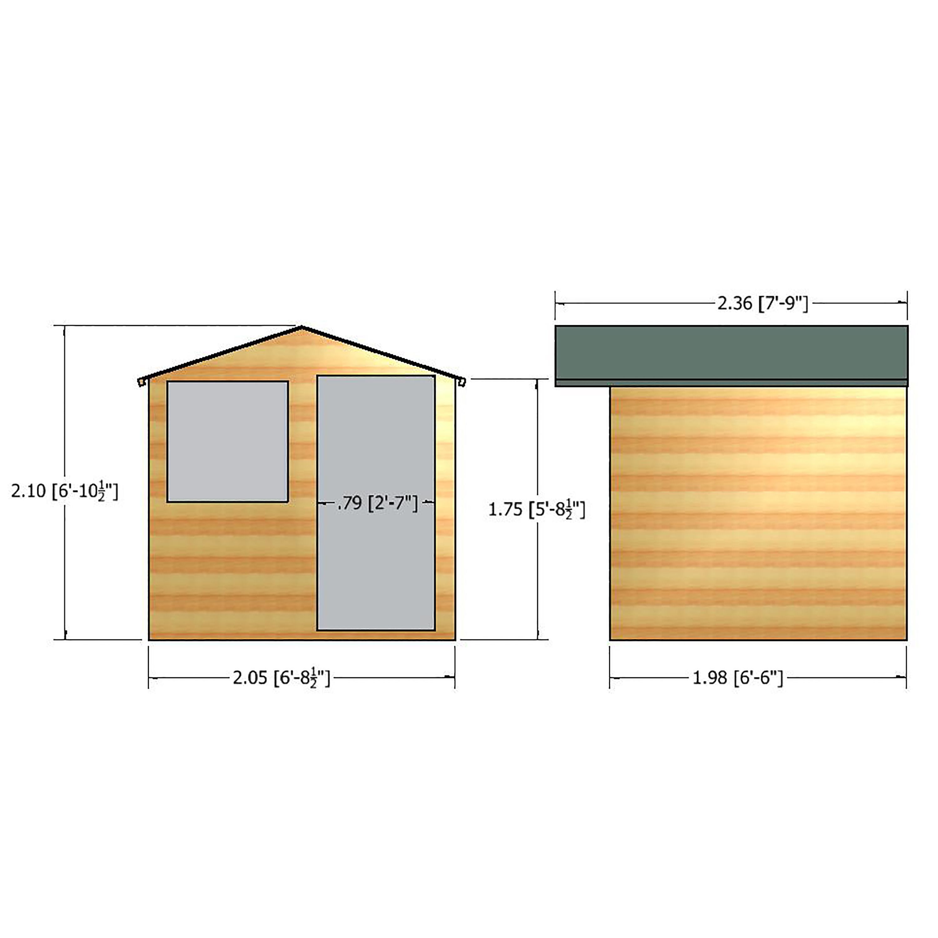 Shire Abri Shiplap 7x7 ft Apex Wooden Dip treated Shed with floor & 1 window