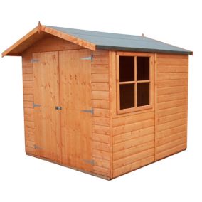 Shire Alderney 7x7 ft Apex Shiplap Wooden 2 door Shed with floor (Base included)