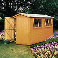 Shire Atlas 10x10 ft Apex Wooden 2 door Shed with floor & 2 windows - Assembly service included