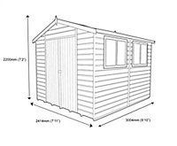 Shire Atlas 10x8 Apex Dip treated Shiplap Wooden Shed with floor - Assembly service included