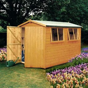 Shire Atlas 10x8 ft Apex Wooden 2 door Shed with floor & 2 windows - Assembly service included