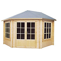 Shire Belvoir 10x10 ft & 2 windows Apex Wooden Cabin with Felt tile roof - Assembly service included