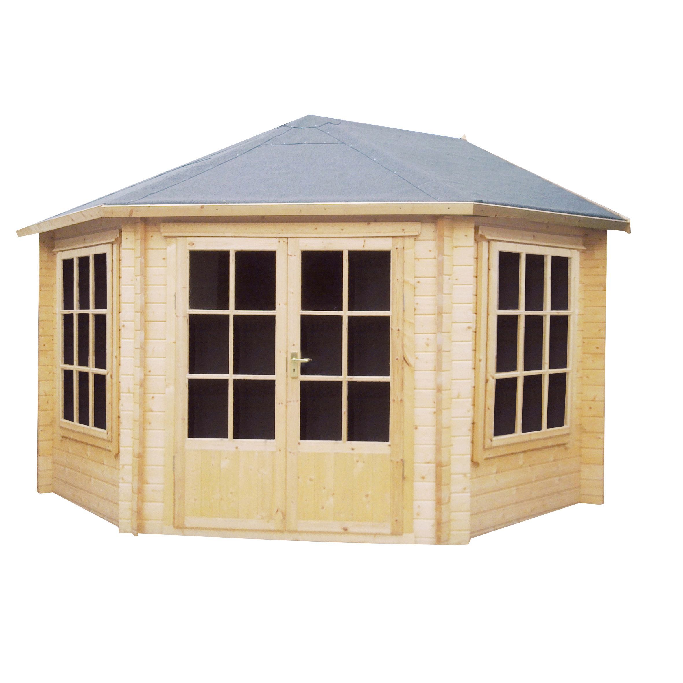 Shire Belvoir 10x10 ft & 2 windows Apex Wooden Cabin with Felt tile roof - Assembly service included