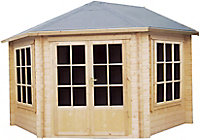 Shire Belvoir 10x10 ft Toughened glass Apex Tongue & groove Wooden Cabin