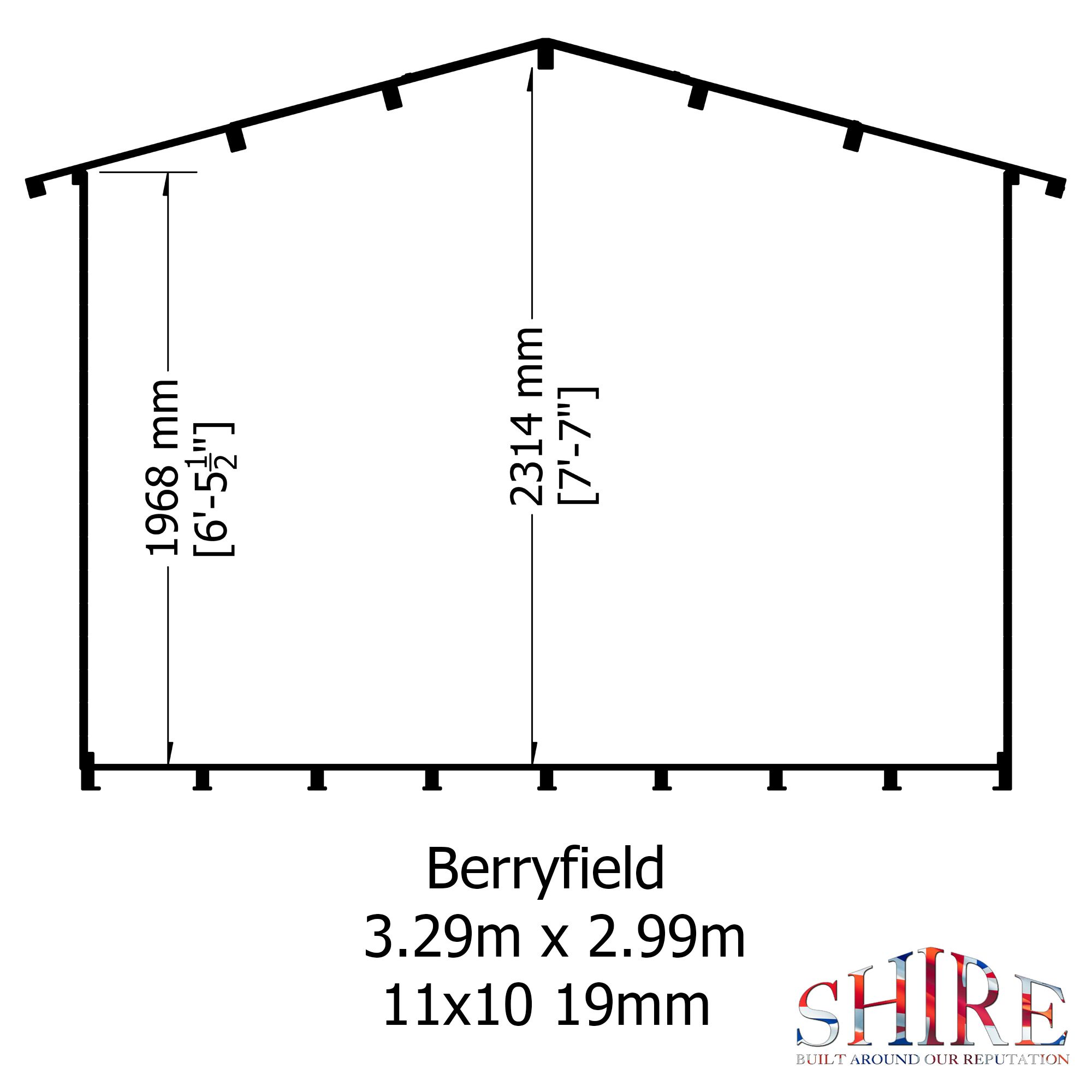 Shire Berryfield 11x10 ft & 1 window Apex Wooden Cabin - Assembly service included