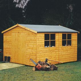 Shire Bison 10x14 ft Apex Wooden 2 door Shed & 2 windows - Assembly service included