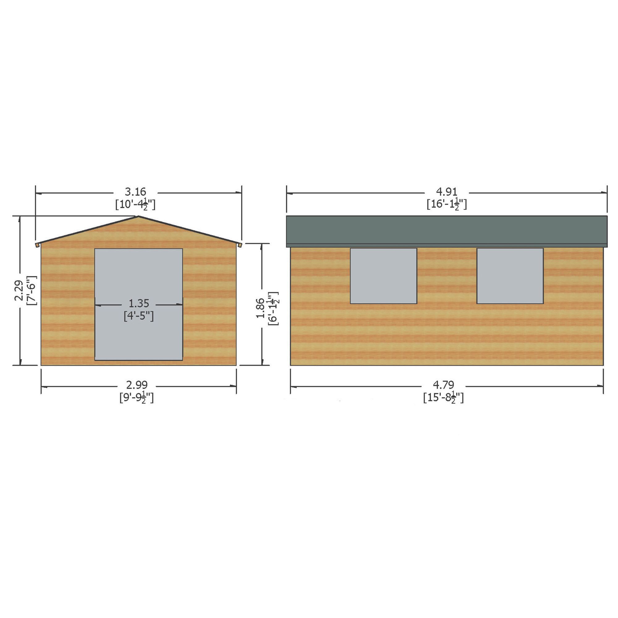 Shire Bison 10x16 ft & 2 windows Apex Wooden Workshop - Assembly service included
