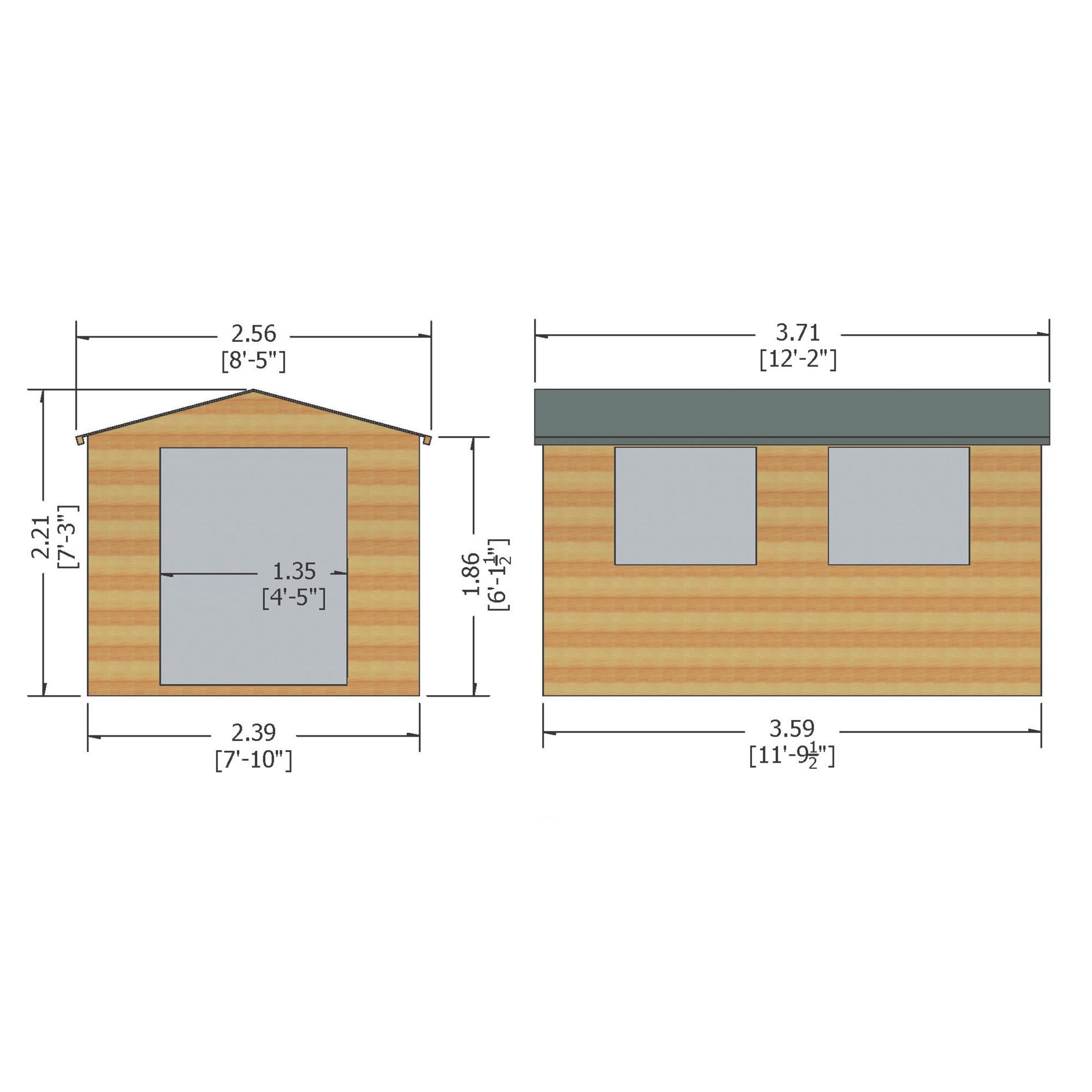 Shire Bison 12x8 ft & 2 windows Apex Wooden Workshop - Assembly service included