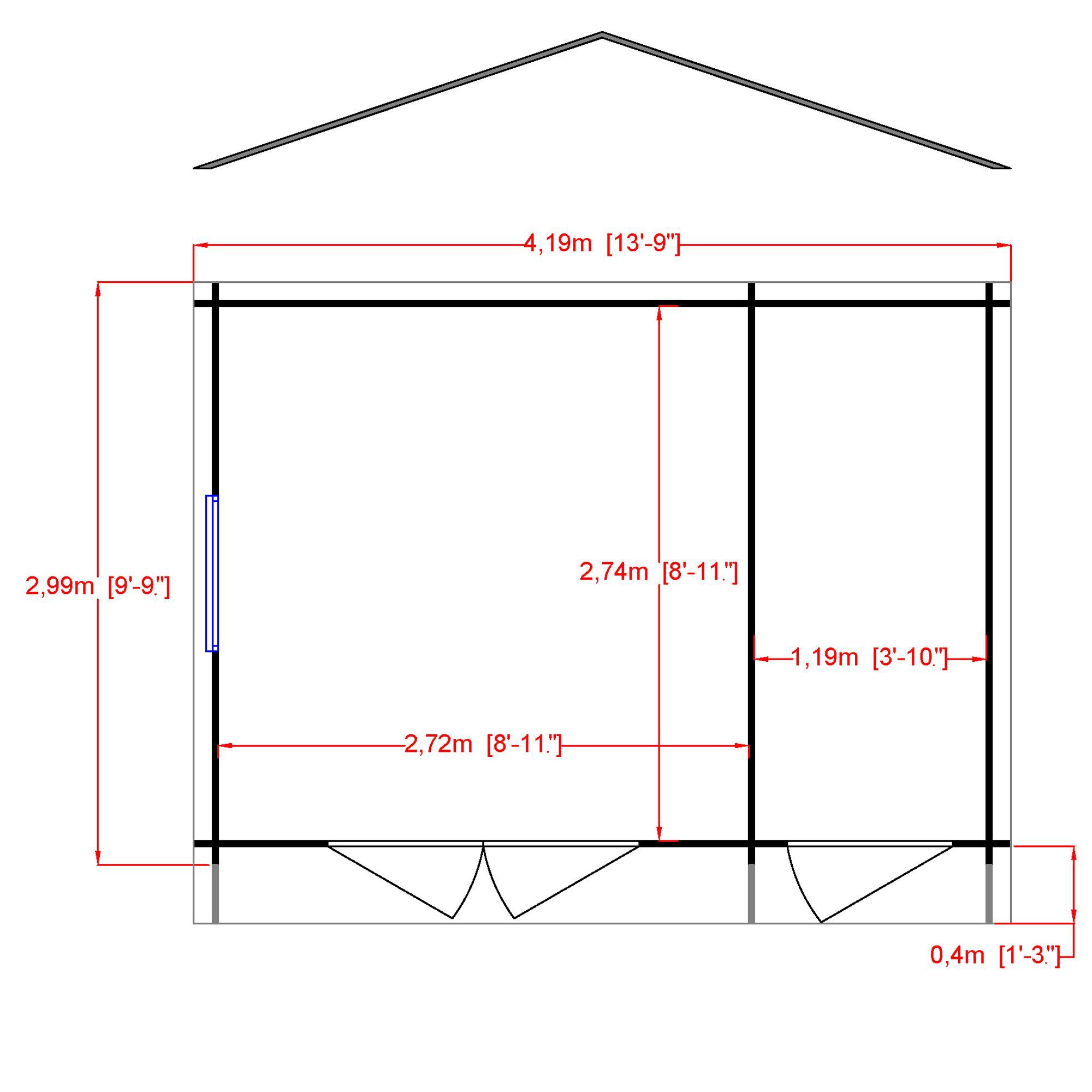 Shire Bourne 10x14 ft Toughened glass & 1 window Apex Wooden Cabin with Tile roof