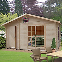 Shire Bourne 8x14 ft Toughened glass & 1 window Apex Wooden Cabin with Tile roof - Assembly service included