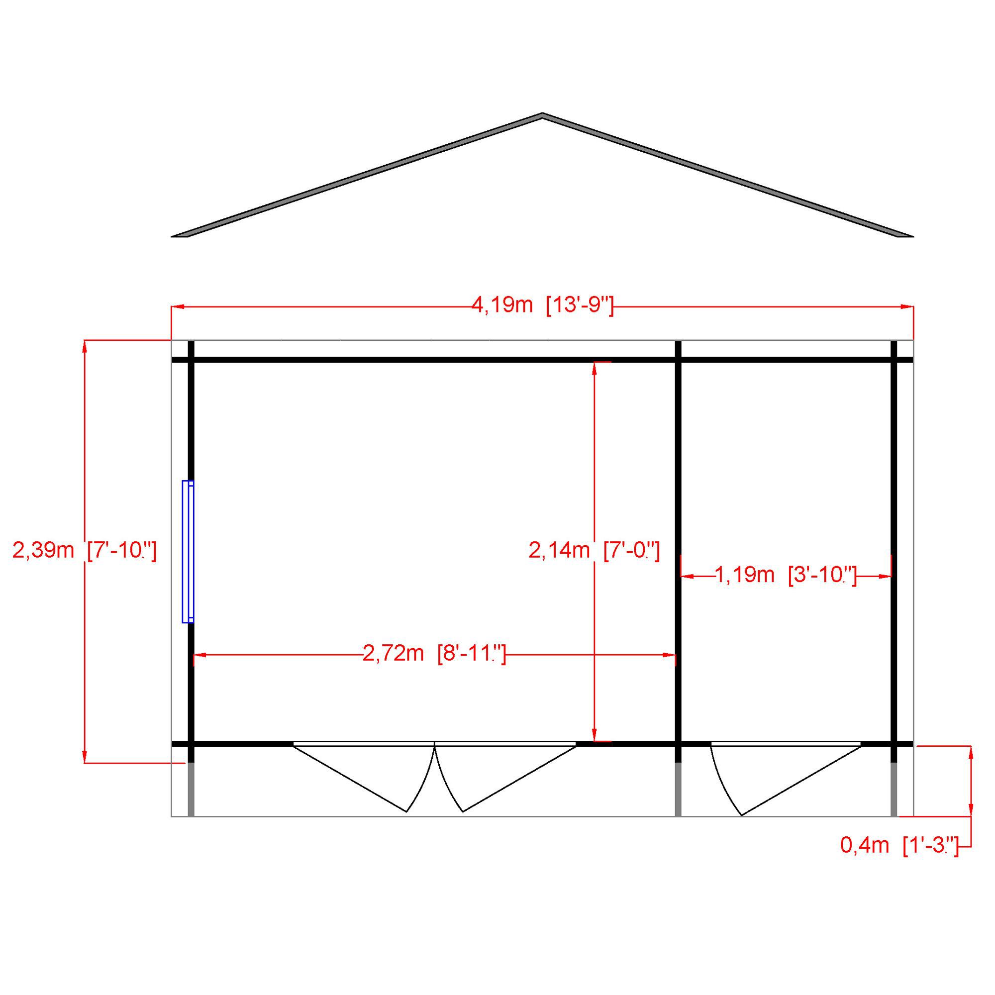 Shire Bourne 8x14 ft Toughened glass & 1 window Apex Wooden Cabin with Tile roof - Assembly service included