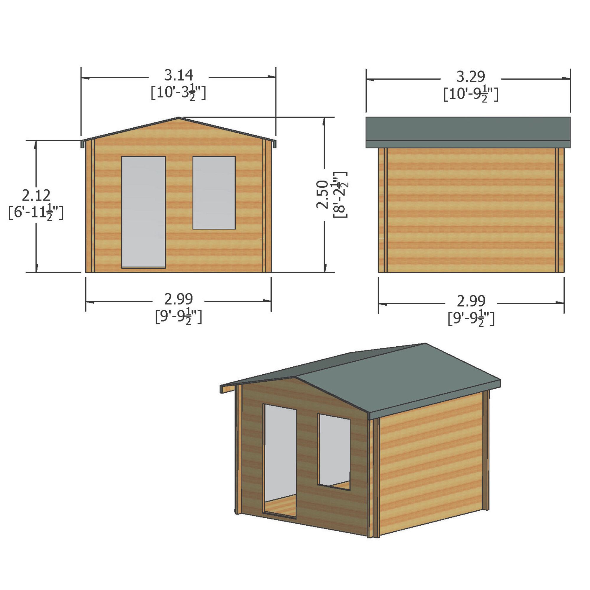 Shire Bucknells 10x10 ft Toughened glass & 1 window Apex Wooden Cabin - Assembly service included