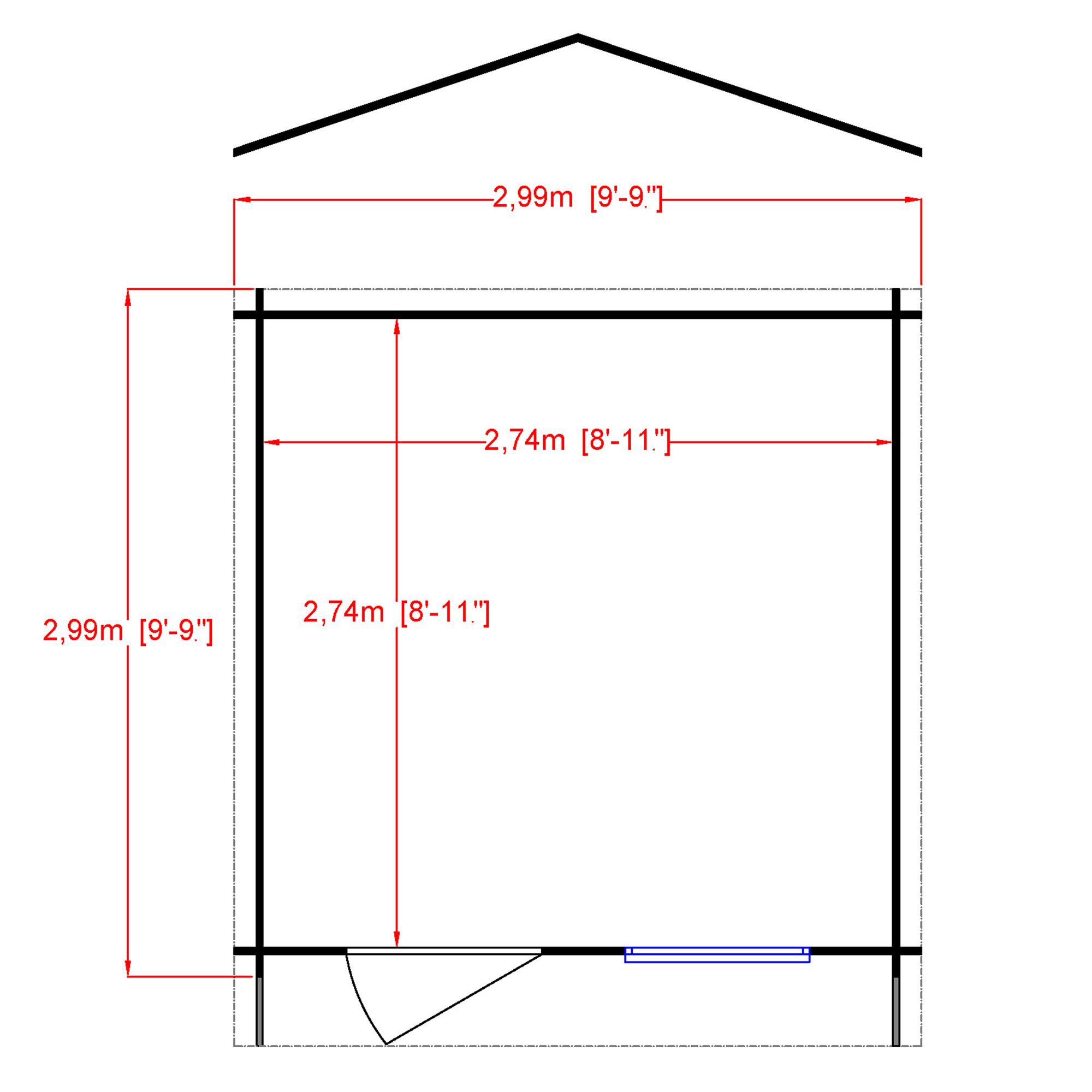 Shire Bucknells 10x10 ft Toughened glass & 1 window Apex Wooden Cabin - Assembly service included