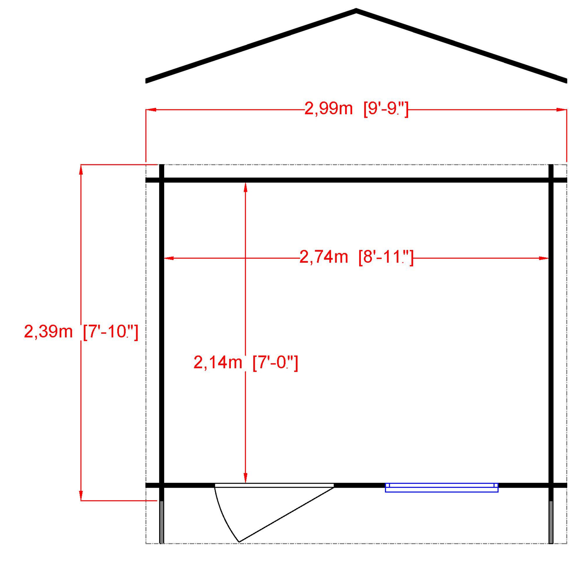 Shire Bucknells 10x8 ft Toughened glass & 1 window Apex Wooden Cabin - Assembly service included