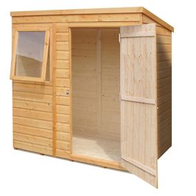 Shire Caldey 6x4 ft Pent Shiplap Wooden Shed with floor - Assembly service included