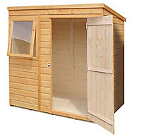 Shire Caldey 6x4 ft Pent Wooden Shed with floor & 1 window (Base included)