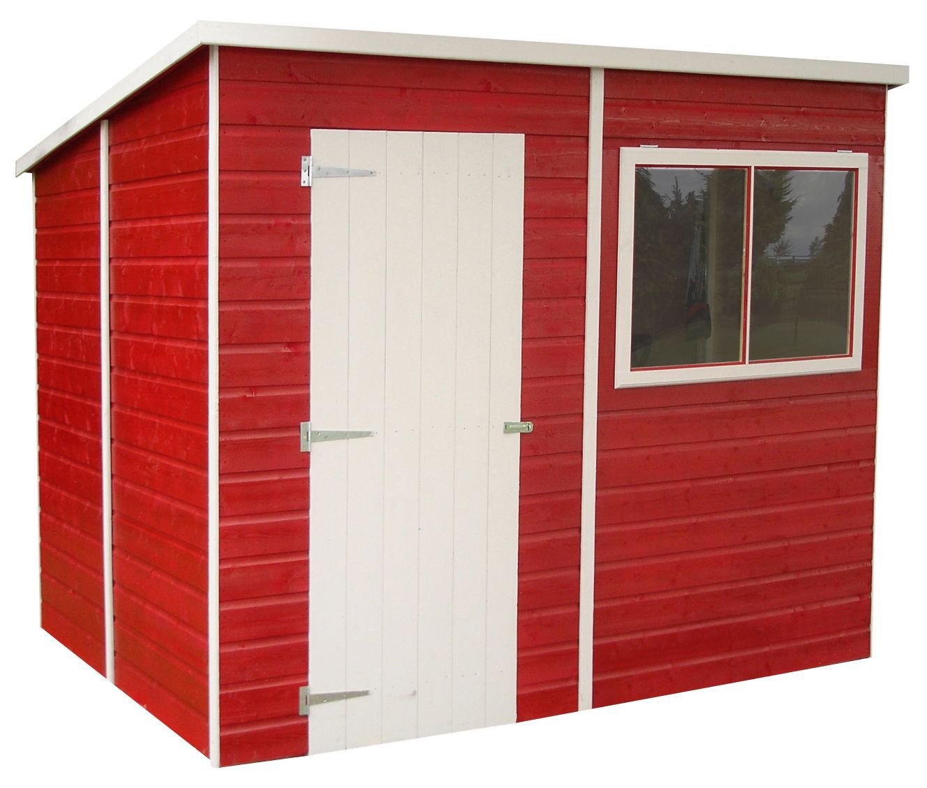 Shire Caldey Shiplap 8x6 ft Pent Red Wooden Dip treated Shed with floor & 1 window (Base included) - Assembly service included