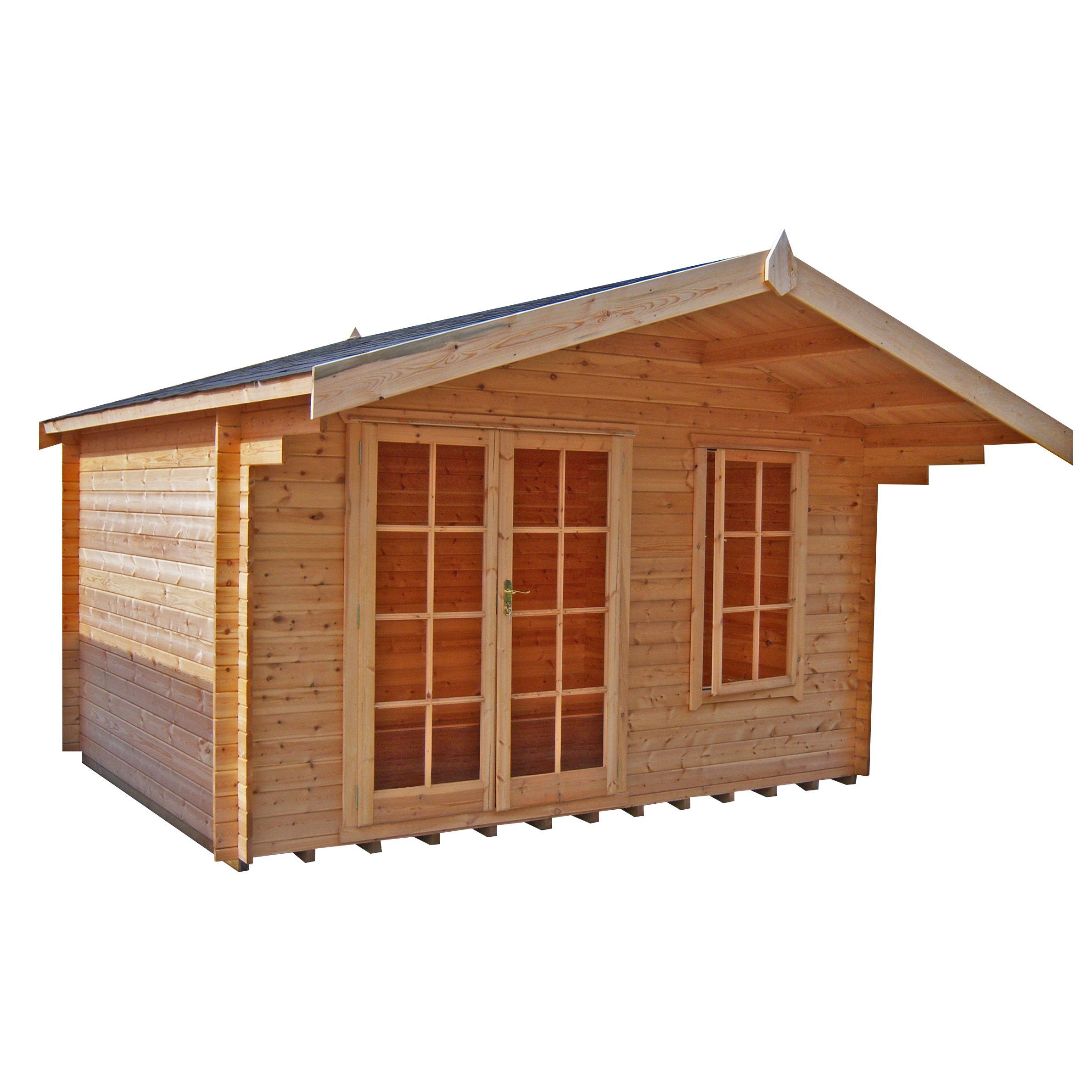 Shire Cannock 10x10 ft & 1 window Apex Wooden Cabin with Felt tile roof - Assembly service included