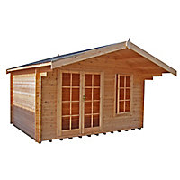 Shire Cannock 10x10 ft Toughened glass Apex Tongue & groove Wooden Cabin with Felt tile roof